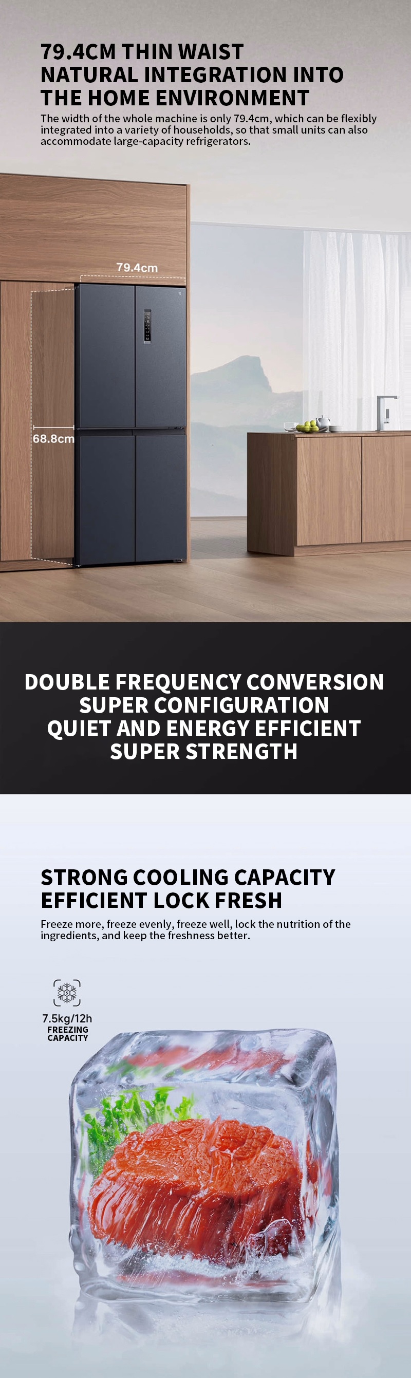 Tủ lạnh Xiaomi Mijia 430L cấp đông 7.5kg thịt chỉ trong vòng 12h Tủ lạnh Xiaomi Mijia 430L cấp đông 7.5kg thịt chỉ trong vòng 12h