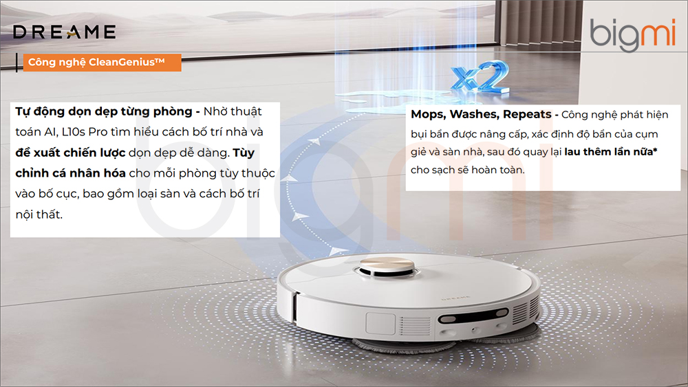 Robot hut bui lau nha Dreame L10s Pro Ultra Heat va cong nghe Clean Genius thong minh 8