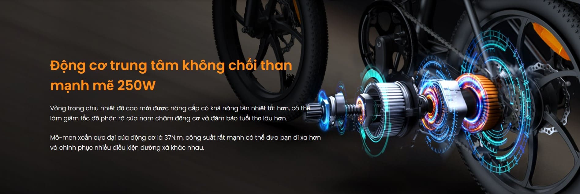 Động cơ và hệ điều khiển Xe đạp trợ lực điện ADO A16XE
